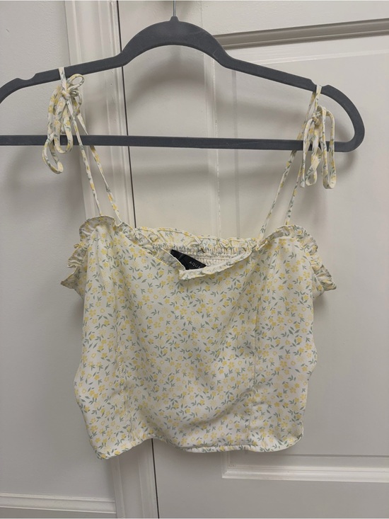 Aqua Tops - Aqua Yellow Floral Tie-Shoulder Camisole